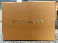 Louis Vuitton Authentic Empty Gift Box 14x10x5" Purse Storage Lift Top Gold
