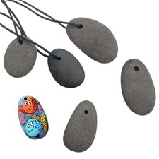 6PCS Drilled Tiny Flat River Stones to Paint, 0.8-1.0Craft Rocks for Painting,