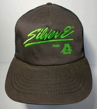 1990s Vintage Silver E Big A Auto Parts Snapback Trucker Hat Cap USA Green Black