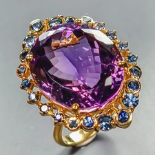 Jewelry gift 34 ct Natural Amethyst Ring 925 Sterling Silver Size 8 /R444837