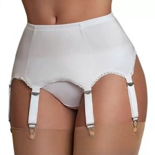 Retro 6 Strap Suspender Belts with Lace Panels Women Ladies Black,White,Purple