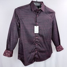 Robert Graham Button-Up Shirt Mens 2XL Crosshatch Vibrant Flip Cuff Cotton LS