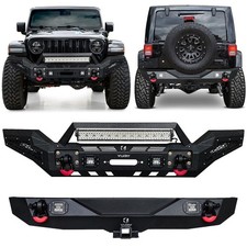 Vijay For 2007-2018 Jeep Wrangler Jk Heavy Steel Frontrear Bumper Combo Wlight