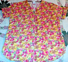 WHITE SWAN FUNDAMENTALLY COTTON SCRUBS TOP SNAP FRNT FALL LEAF TAILORED szL 2poc