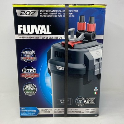 Fluval 207 Performance Canister Filter, Black/Gray   For Aquariums 20-45 Gallons