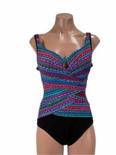 Vintage Miraclesuit Swimsuit Sz 6 One Piece Abstract Slimming Ruched Colorful