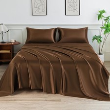 Satin Sheets Queen Size Bed Set,Similar to Silk Sheets,4Pcs Luxury Satin Shee...