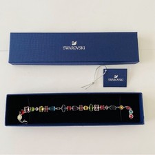 New in Box 249 Swarovski Rainbow Color Crystals Rhodium Plated Chain Bracelet