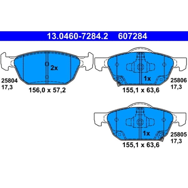 Bremsbelagsatz Scheibenbremse ATE 13.0460-7284.2 FüR Honda Civic IX-image