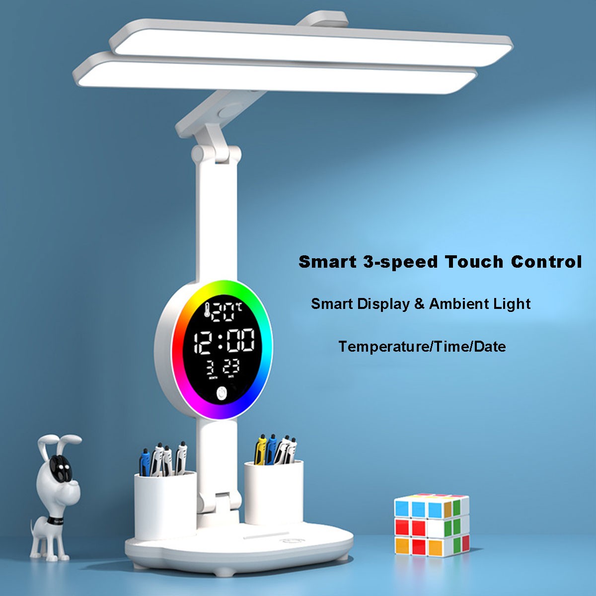 LED Desk Lamp, Desk Light with Touch Sensor, USB Charging Port, Dimmable Office
