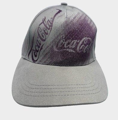 VTG Coca Cola Khaki Red Hat Rare Cap Beige Tan Hook and Loop Adjustable Graphic