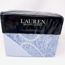 Ralph Lauren Bantry Paisley Blue Flannel 3 Piece Full Queen Duvet Cover Set