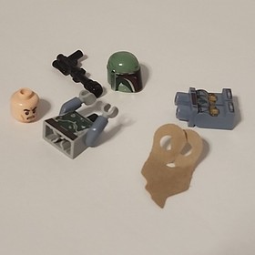 Star Wars Boba Fett Custom Lego Minifigure with Blaster Orange Stripe Cape 75243