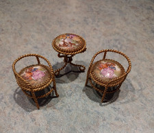 Limoges 1:12 Dollhouse Miniature Table & 2 Chairs Porcelain Romantic France