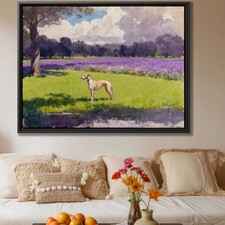 Greyhound Watercolor Painting Canvas Print Rustic Dog Wall Art Living Room Decor