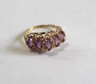 10K Yellow GOLD CLUSTER RING/ BAND 5 Stones Purple TANZANITE sz 7 1/4 2 Grams