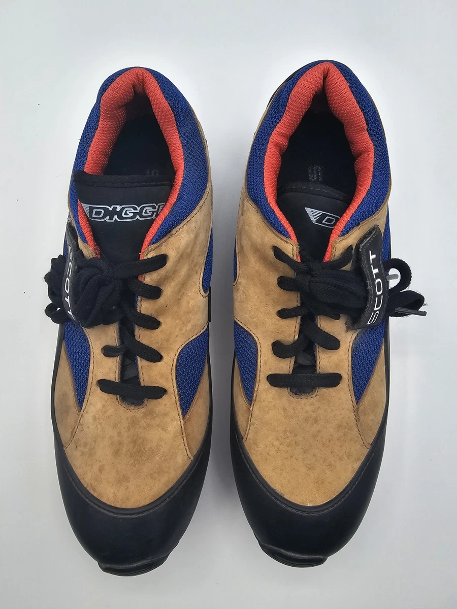 VTG Scott OverRock Cycling Shoes Mens Size 8.25 Brown Blue Suede Mountain Biking Vtg scott mens 12.5 -over rock- mountain cycling shoes suede  main image 3