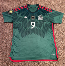 Adidas Mexico 2022 World Cup Jersey with Gold Cup patches - Raul Jimenez