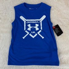 Boys Under Armour baseball blue tank NWT-5
