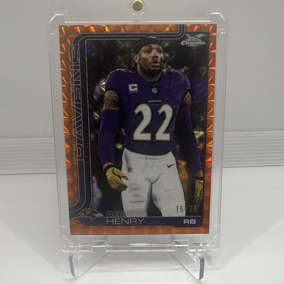 Topps 2025 Chrome Derrick Henry #25 Ravens Orange Parallel 15/25