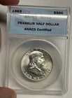1963 ANACS MS63 Franklin Silver Half Dollar, U.S. GEM BU 50c Coin