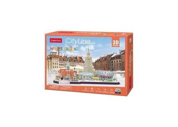 6944588202712 Puzzle 3D Cityline Warsaw Cubic Fun-image