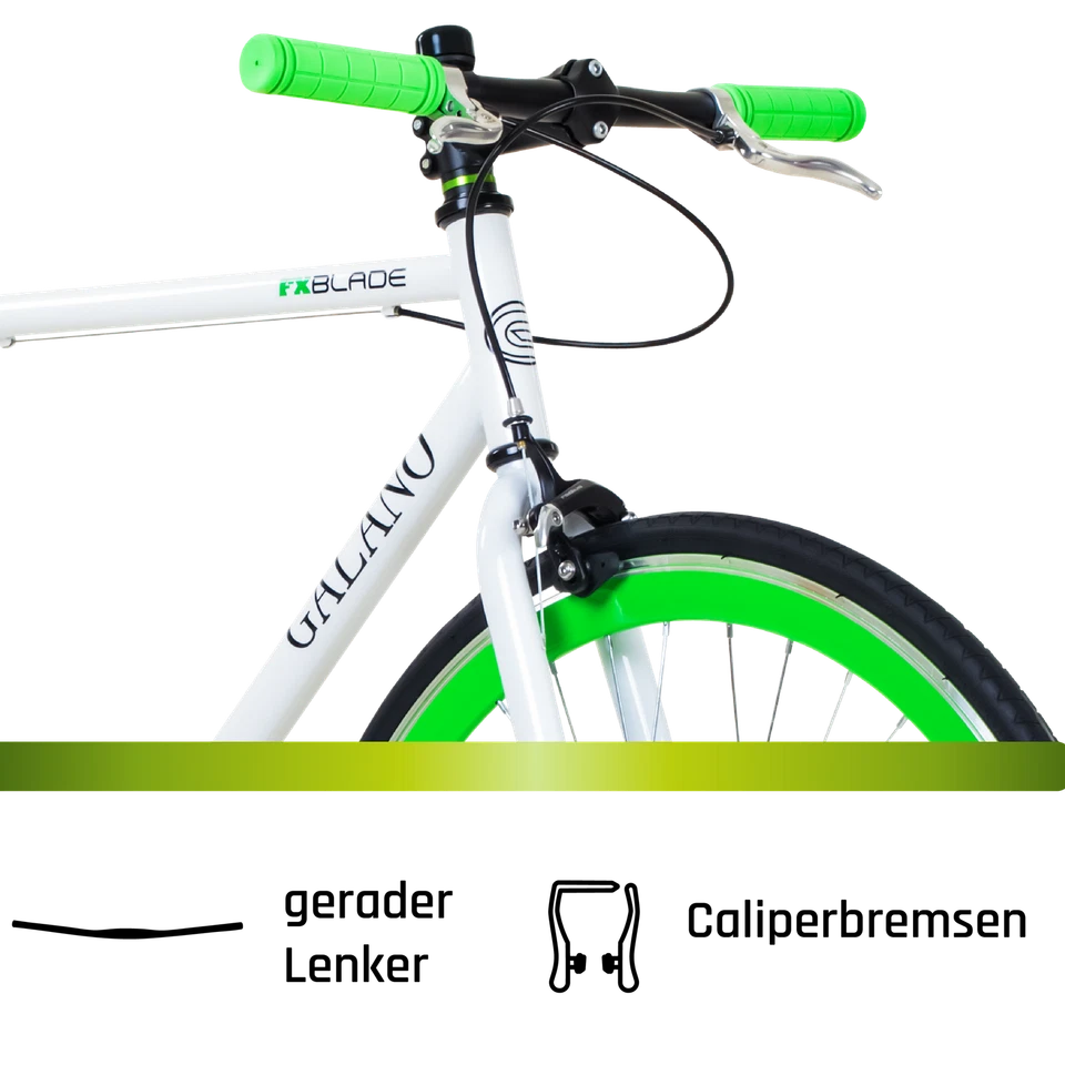 Galano Blade 28" Singlespeed Bike Erwachsenen Fahrrad Fixie weiß/grün 56cm - Bild 4 von 4