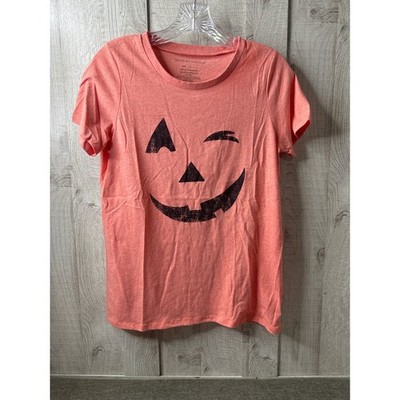 Grayson Threads Halloween Jack-o-lantern Winking Face Coral Graphic Tee Large