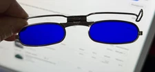 Vtg FENDALL Cobalt Blue lens Clip-On Flip up - SAFETY welding GLASSES Steampunk