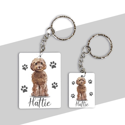 Cockapoo Brown Dog Personalised Name Keyring Keychain Gift Idea Cockerpoo - Picture 3 of 5