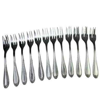 Wellner Silverplate Pie Fork Lot 12 Piece Germany Patent 90 Flatware Leaf