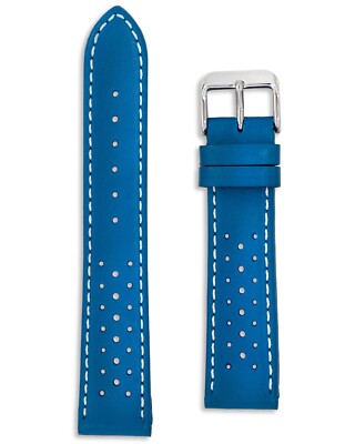 Blue Leather Rally Watch Strap - Omega Moonswatch Neptune Style - 18 20 22 24mm