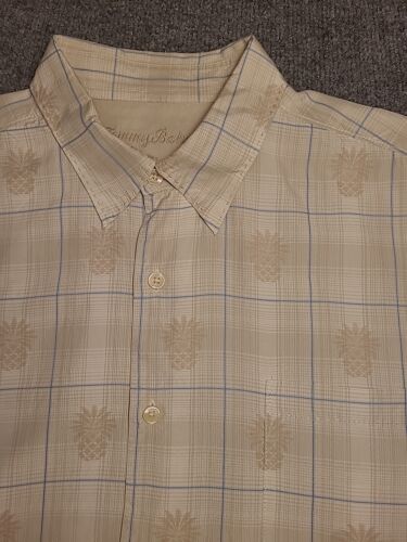 Tommy Bahama Shirt Mens Large Pineapple Print Beige Long Sleeve Button Down - Afbeelding 1 van 17
