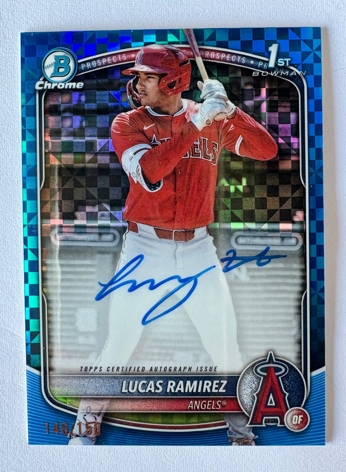 2025 Bowman Chrome Lucas Ramirez 1st Blue Refractor Autograph SP #/150 Auto Card