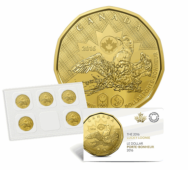 CANADA 2016 LUCKY LOONIE $1 Dollar COIN PACK ( 5 x Rio Olympics Lucky Loonie)  