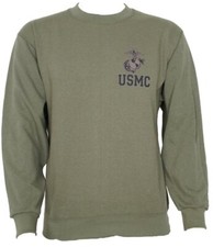 USMC Genuine Issue Marine Corps Sweatshirt, Olive Drab Green Medium
