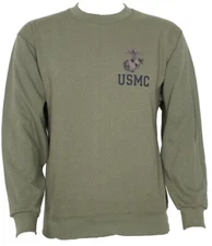 USMC Genuine Issue Marine Corps Sweatshirt, Olive Drab Green Medium