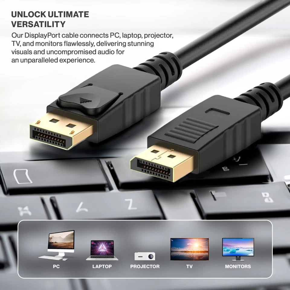 DP to DP 6FT Video Cable 1.2 4K 2K 1080P Compatible for Lenovo Asus Dell HP Acer - Image 4 of 4