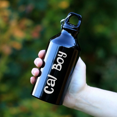 PERSONALISED Boys Skater 400ml Metal Drinks Sports Water Bottle with Carabiner - Picture 10 of 25