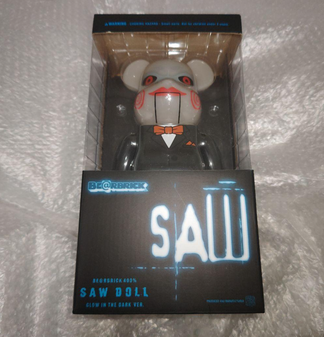 MEDICOM TOY メディコムトイ 400% BE@RBRICK SAW Be@rbrick Bearbrick 400% SAW DOLL GLOW IN THE DARK ver