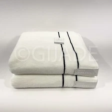 Felpinter 100% Cotton Absorbent 2Pc Bath Towels Ivory & Black Made In Portugal