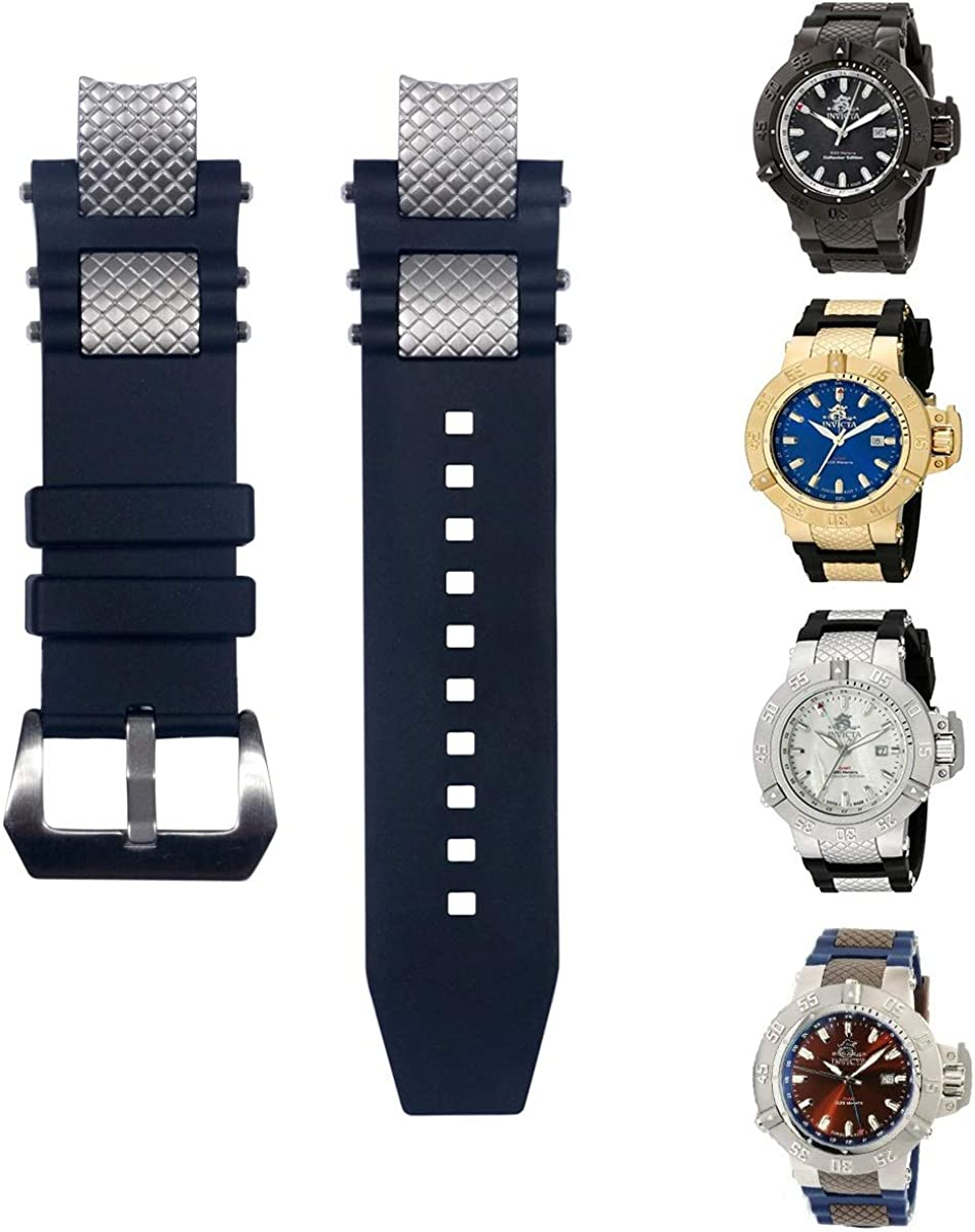 for Invicta Subaqua Noma III Watch Bands Strap with Bukcle and Silver