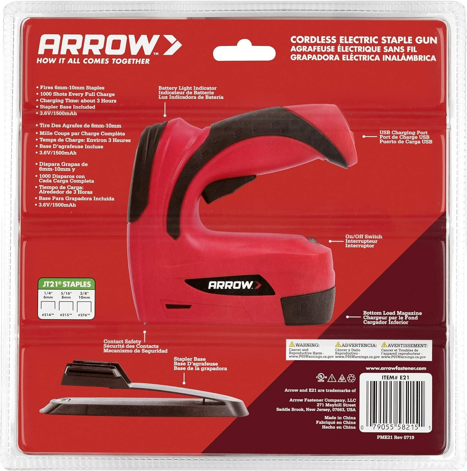 Arrow E21 Cordless Electric Light Duty Staple Gun Works with JT21 staples eBay