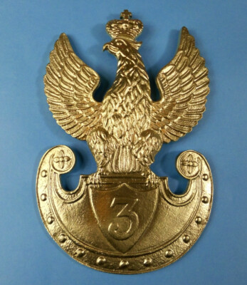 Schönes großes POLNISCHES MESSINGADLER ABZEICHEN 3. INFANTERIEREGIMENT des Herzogtums Warschau