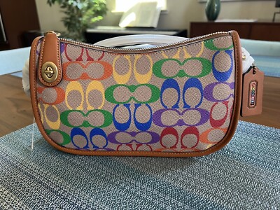 Coach Swinger Rainbow Signature Canvas Crossbody Clutch Shoulder Bag ~NWT~  CA100