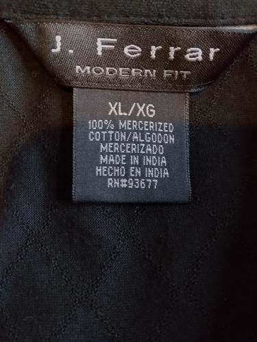 NWT Vintage Y2K 90s J Ferrar Mens XL Shirt Black Stretch Modern Fit Casual/Dress - Picture 7 of 13