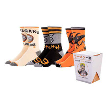 Naruto Shippuden Mens Crew Socks 3-Pack Set in Noodle Box