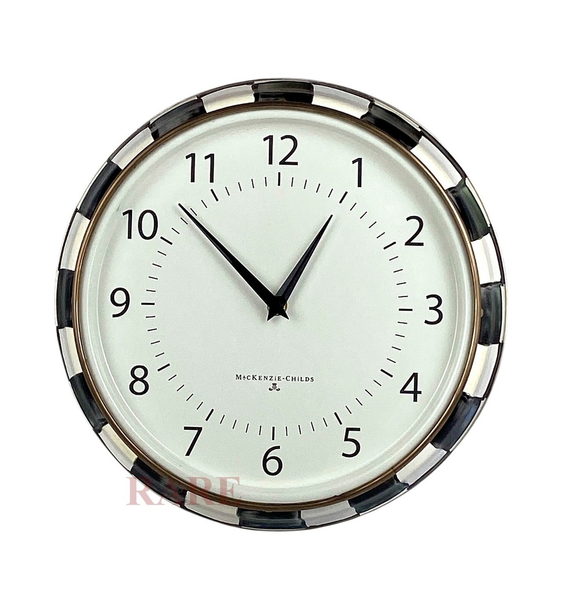 MacKenzie-Childs Courtly Check School Wall Clock With Glass New No