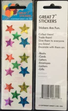 12 packages of Prismatic Star Stickers, "Great 7" Sticker Designs, PPZ6007 