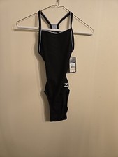 Speedo Women's Endurance Flyback One Piece Swimsuit, Black/Black, Size 28 NWT